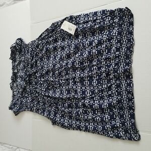 ANA Navy and White print blouse women size 3X